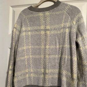 Banana Republic Yellow/Gray Plaid Fuzzy Sweater